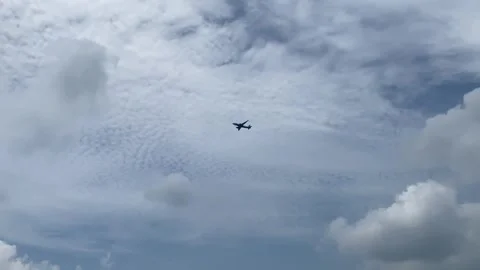 A passenger flight flying in the sky with clouds background Video stock 295433011
