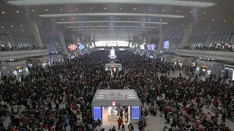 Passenger Flow of China High Speed Railway Station Stock Footage 101958875
