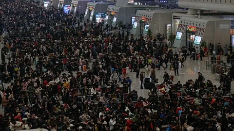 Passenger Flow of China High Speed Railway Station Stock Footage 101959126