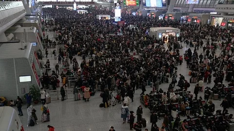 Passenger Flow of China High Speed Railway Station Stock Footage 101959395