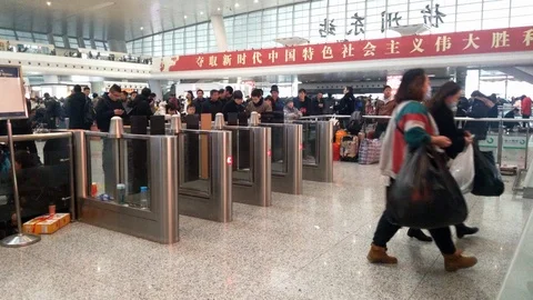 Passenger Flow of China High Speed Railway Station Stock Footage 101962243