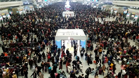 Passenger Flow of China High Speed Railway Station Stock Footage 101962571