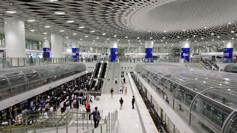 Passenger Flow during Evening Rush Hour in Gangxia North of SZMC Line 11 PartBB Stock Footage 241964425