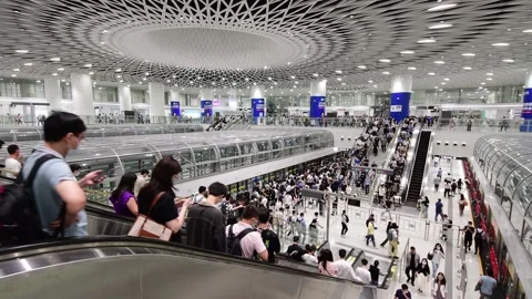 Passenger Flow during Evening Rush Hour in Gangxia North of SZMC Line 14 PartAC Stock Footage 241964631