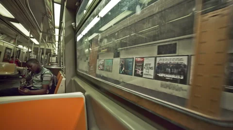 Passenger Guitar Subway Train Interior New York City NYC Stock Footage 40434698