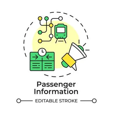Passenger information flat linear concept icon Stock Illustration