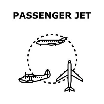 Passenger jet airplane transport vector concept icon Stock Illustration