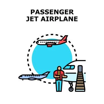 Passenger jet airplane vector concept illustration Stock Illustration