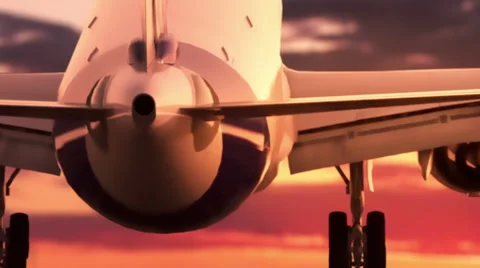 Passenger jet landing. Sunset version. Video stock 44564894