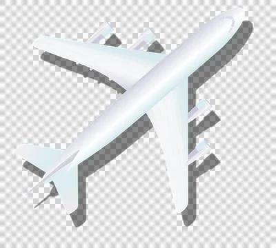 Passenger jet is showing top-down vector with four engines on transparent Stock Illustration