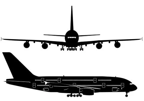 Passenger Jet silhouettes Stock Illustration