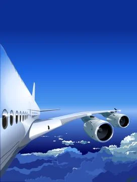 Passenger Jet in the Sky Stock Illustration