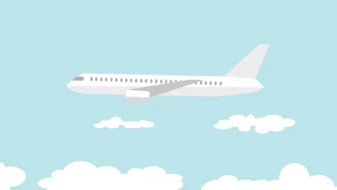 Passenger jet soaring above clouds on a sunny day Stock Footage 305627640