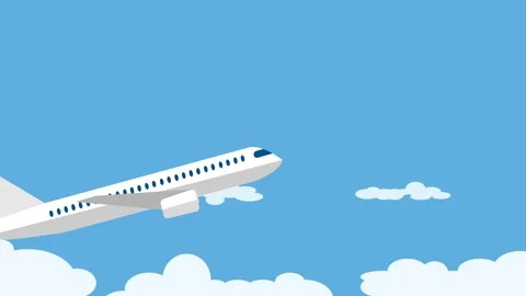 Passenger jet taking off through clouds on a sunny day, airplane climbing Stock Footage 303262674