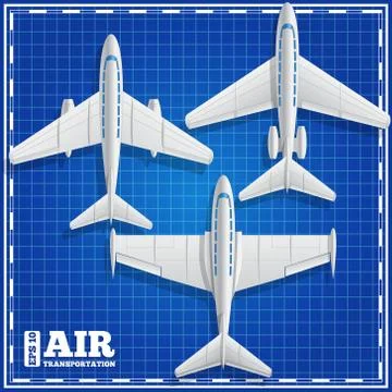 Passenger jets on a blue background. Stock Illustration