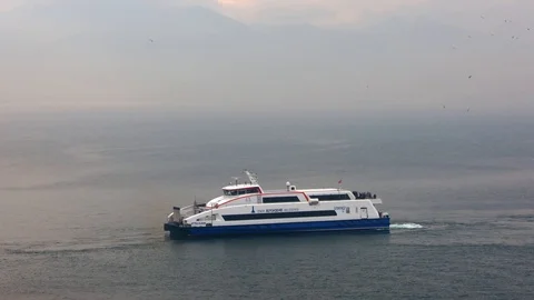 A passenger liner cruising Stock Footage 104178975