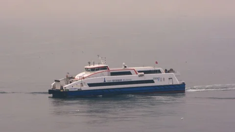 A passenger liner cruising Stock Footage 104178978