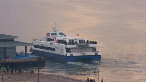 A passenger liner by the dock Stock Footage 104178969
