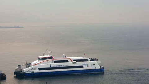 Passenger Liner Maneuvering Reverse Stock Footage 104178901