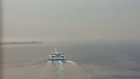 Passenger Liner Moving Away Stock Footage 104178946
