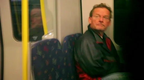 Passenger in a metro train arriving to a metro station Stock Footage 45161289