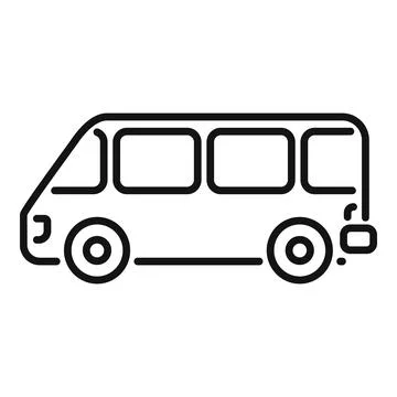 Passenger minibus moving on white background, transportation icon Stock Illustration