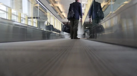 Passenger on moving walkway at airport 動画素材 48131237