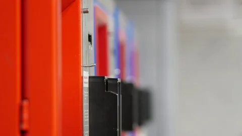Passenger picks up a ready ticket from a vending machine Stock Footage 125632274
