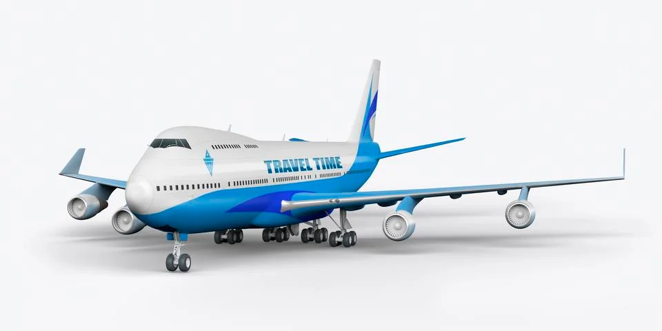 Passenger plane 3D render on a white background Stock Illustration