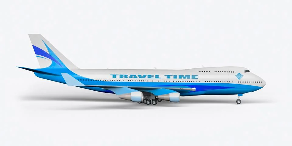 Passenger plane 3D render on a white background Stock Illustration