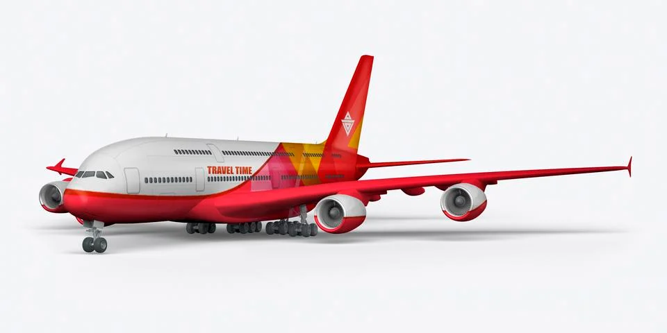 Passenger plane 3D render on a white background Stock Illustration