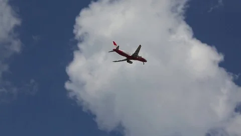 The passenger plane comes to land. Stock Footage 84454849