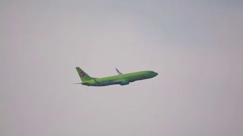 The passenger plane comes to land. Side view. Releases the chassis. 스톡 동영상 75047365