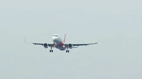 Passenger Plane on Final Approach for Landing in a Crosswind. Video FullHD Stock Footage 61455145