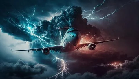 Passenger plane flies Stock Illustration
