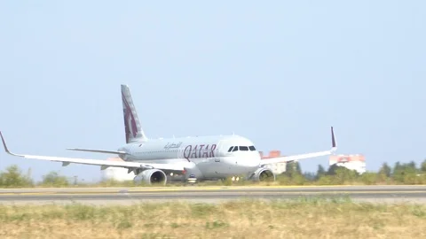 Passenger plane fly up over take-off runway from airport. Kyiv, Ukraine 16.09 Stock Footage 117195939