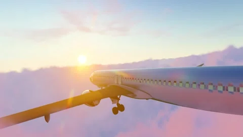 Passenger plane flying above clouds Stock Footage 262737468