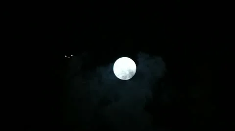 Passenger plane flying close to full moon plus UFO passing by Video stock 11891472
