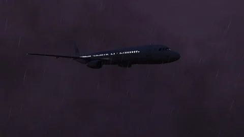 Passenger Plane flying over the Pacific ocean at storm Stock Footage