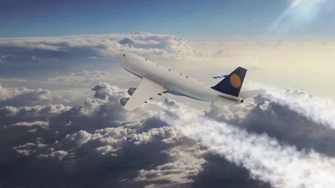 Passenger plane flying in the sky above the clouds. Stock Footage 84143281