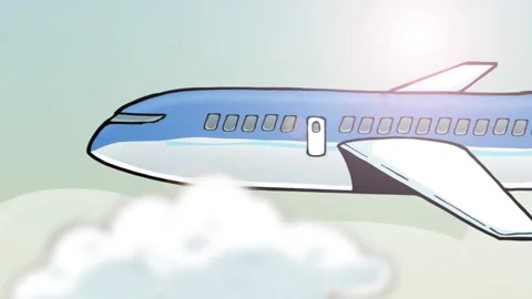 Passenger Plane Flying in the Sky Between the Clouds Stock Footage 283902577