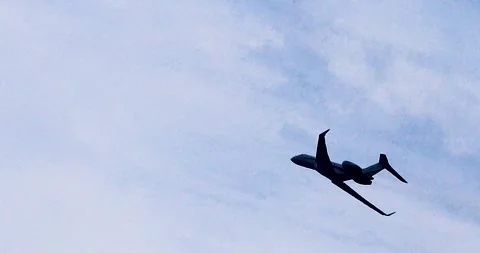 A passenger plane flying at sunset with a bird in the sky. Airspace security 스톡 동영상 342562985