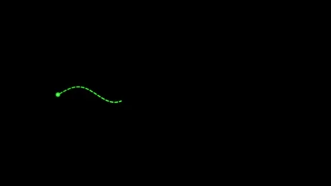 Passenger Plane Icon flying with green neon glowing line animation on black Видео 346531355