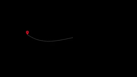 Passenger Plane Icon moving along a white dotted flight path with a red Stock Footage 346531000