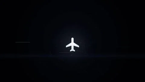 Passenger Plane Icon. White passenger airplane icon on dark Stock Footage 340549194