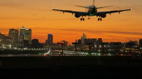 Passenger plane landing Stock Footage 95957910