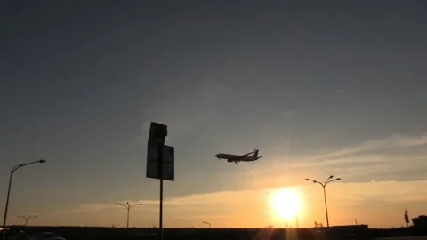 A passenger plane is landing Video stock 140468262