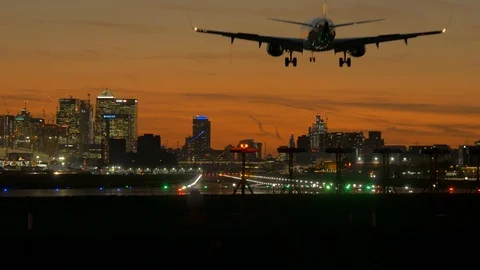 Passenger plane lands Stock Footage 95958199