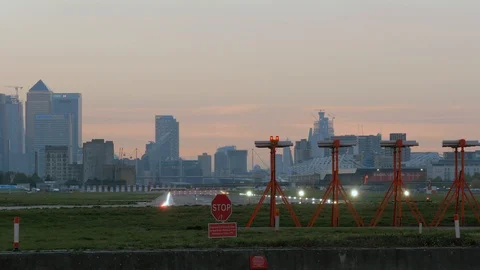 Passenger plane lands Stock Footage 96911137