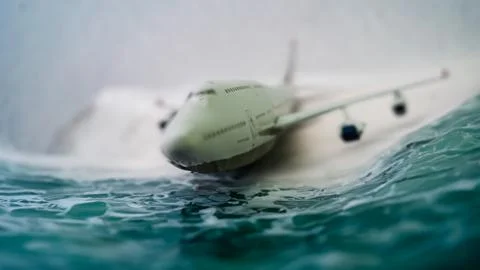 Passenger plane on map and plane crash Stock Photos